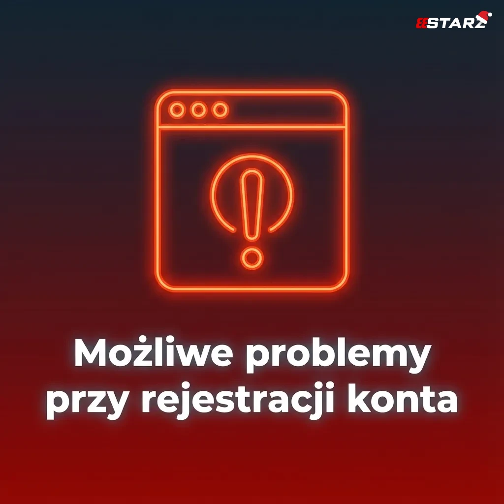 Ilustracja rejestracji konta z listą najczęstszych problemów i krótkimi wskazówkami rozwiązań po polsku