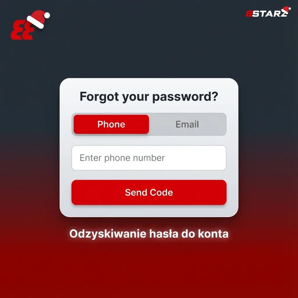 Ilustracja ekranu odzyskiwania hasła: formularz z opcją „Nie pamiętam hasła” na komputerze i smartfonie