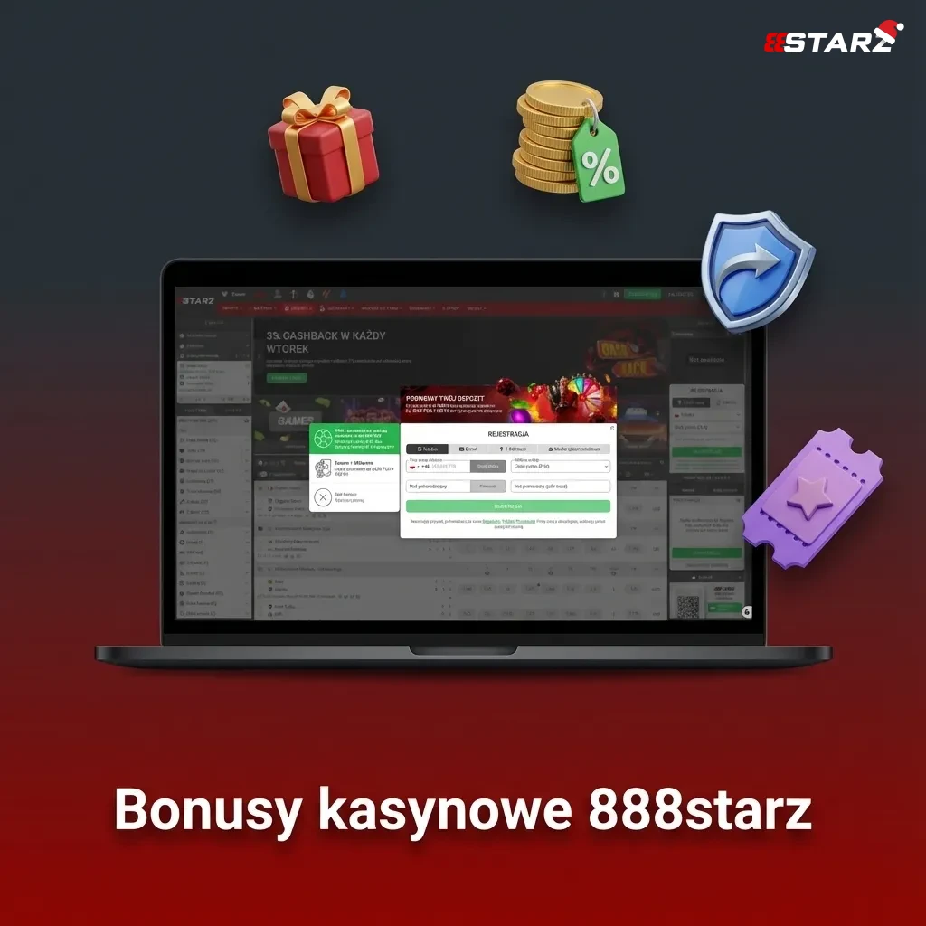 Baner kasyna 888starz z ofertą bonusów: reload, darmowe spiny, cashback i promocje na kasyno na żywo