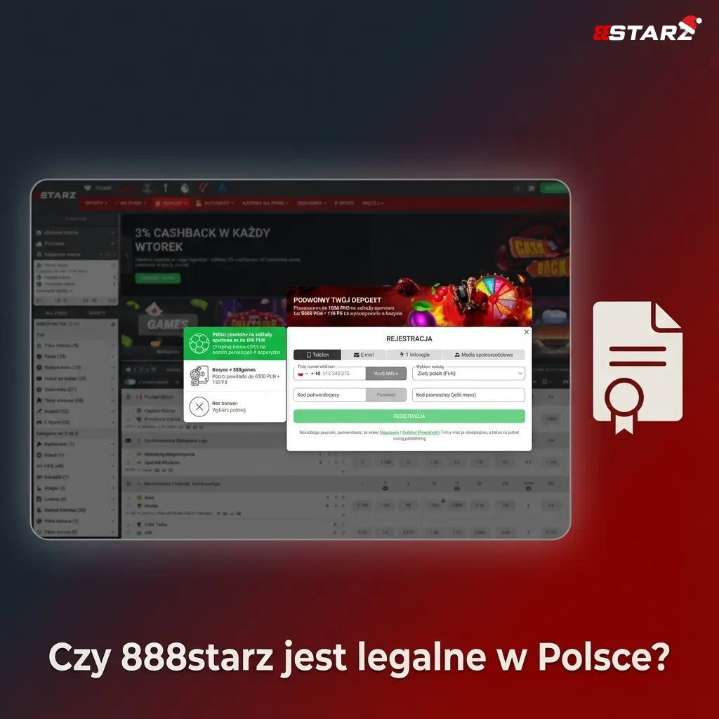 Infografika wyjaśniająca, że 888starz działa na licencji Curacao i zachęca polskich graczy do sprawdzenia lokalnych przepisów