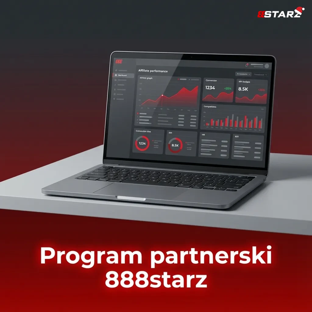 Grafika promująca program partnerski 888starz dla twórców stron, blogów i kanałów o zakładach sportowych i kasynie online