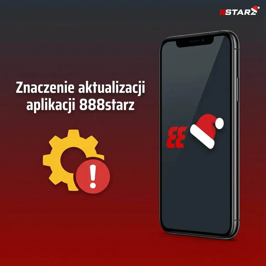Grafika promująca aktualizację aplikacji 888starz na smartfonie z ikonami bezpieczeństwa, płatności i bonusów